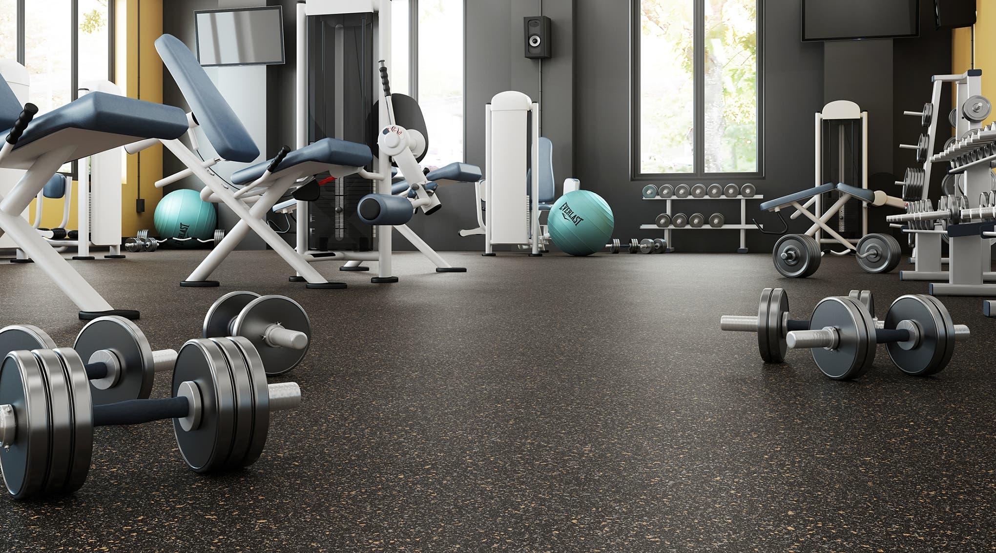 Dinoflex sports and athletic flooring installed in an active exercise setting