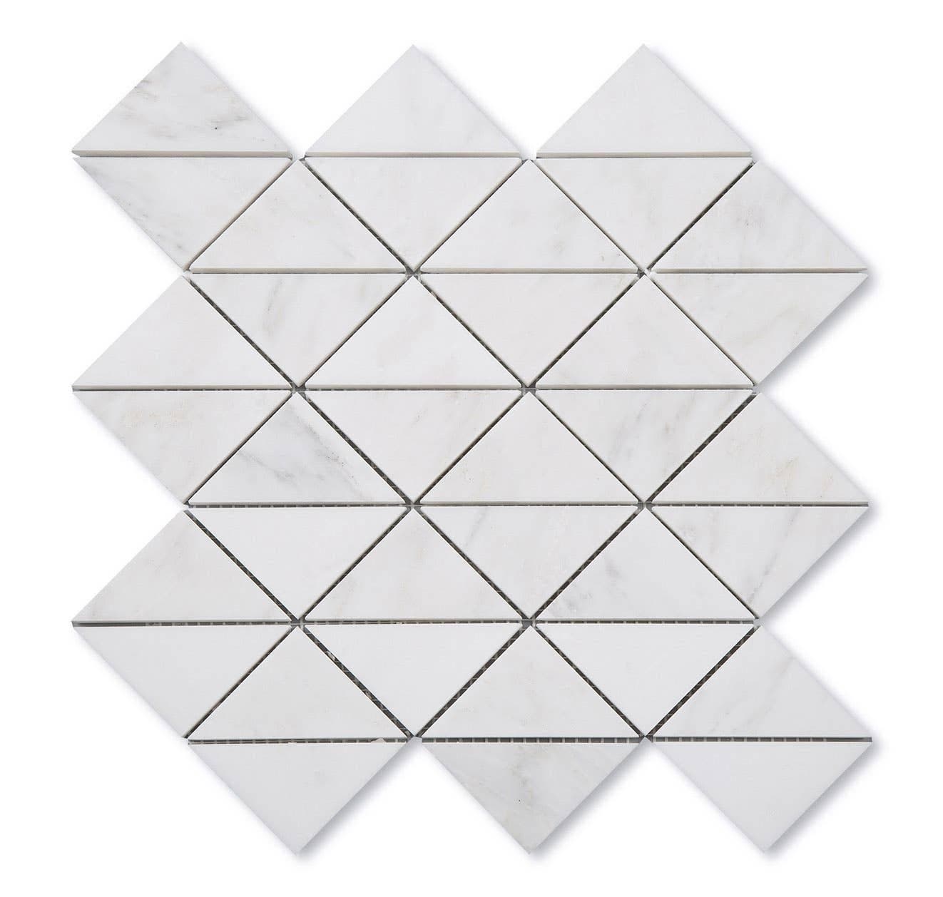 Riad Tile: Casablanca Carrara Marble Triangle Mosaic 927260 | Material Bank