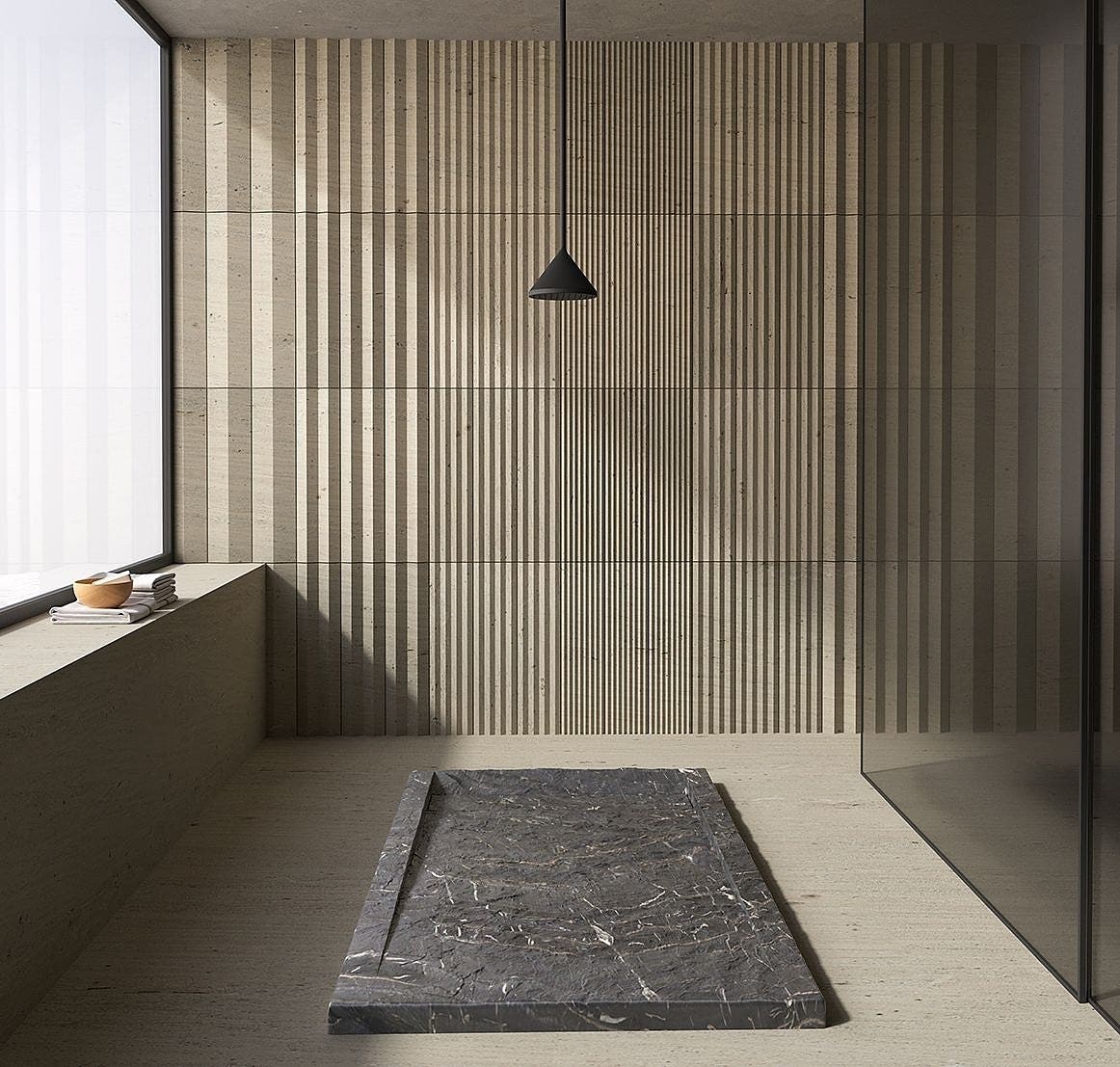 Borrowed Earth: Geode Shower Tray Black Wave 2836248 | Material Bank